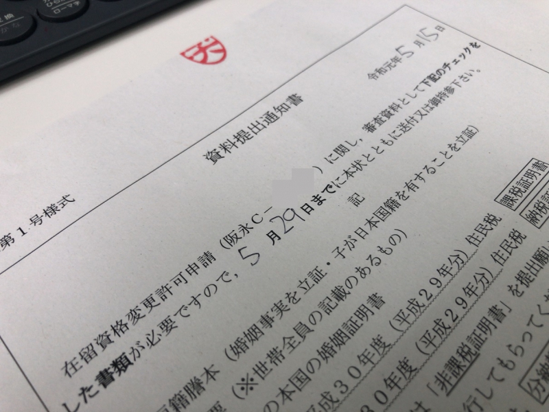 資料提出通知書 2019.5.21